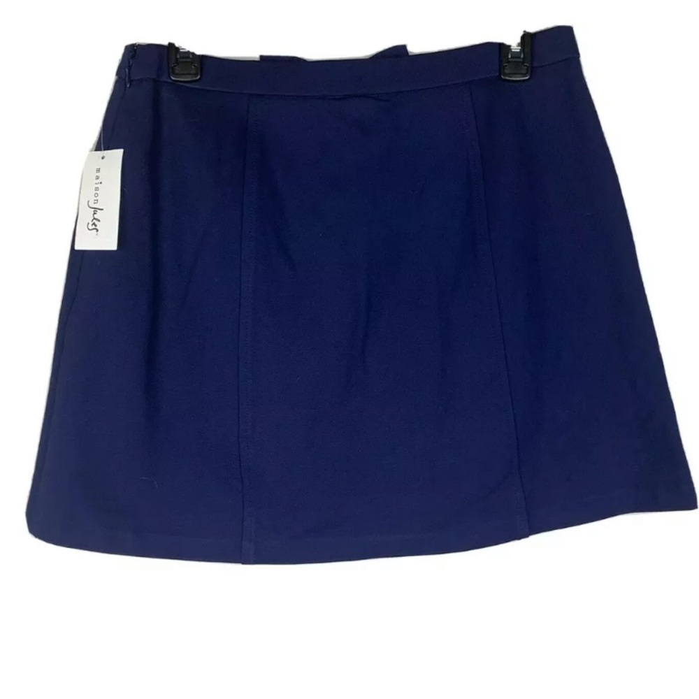 🔥MAISON JULES🔥BOWTIE A-LINE MINI SKIRT NAVY MEDIUM NWT - Picture 4 of 4